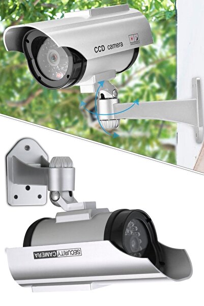 TechnoStation Gece Görüşlü Pilli Ve Ledli Caydırıcı Sahte Güvenlik Kamerası Işıklı Pilli Sahte Güvenlik Kamerası