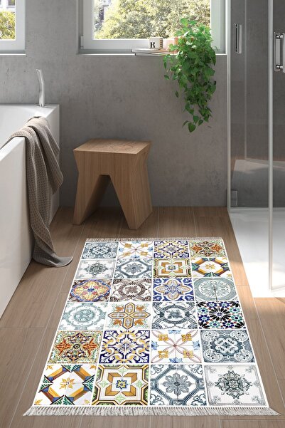Alanur Home Eko Trend Djt Banyo Paspası Yıkanabilir Kaymaz Taban Mu144 Patchw...