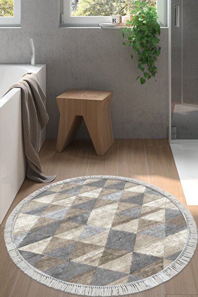 Alanur Home Eko Trend Djt Banyo Paspası Yıkanabilir Kaymaz Taban 661 Yuvarlak...