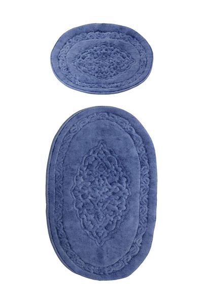 Alanur Home Alanur Damaks Οβάλ Βαμβακερό Σφουγγαρίστρα 2 Συσκευασιών Αντίκα Μπλε