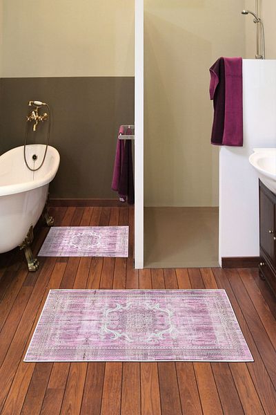 Alanur Home Alanur Trend Non-Slip Base Digital Bathroom 2-Piece Toilet Set Kt448 Pink