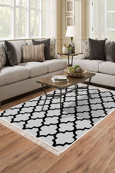 Dekoreko Silk Carpet Digital Fringed 1882 Pattern 7