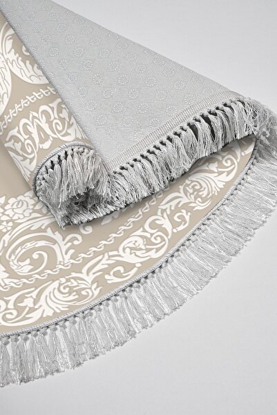 Alanur Home Eko Trend Djt 2 Pack Πλενόμενη αντιολισθητική βάση Οβάλ Χαλάκι μπάνιου 747 Classic Beige (50 X 80 - 40 X 50)