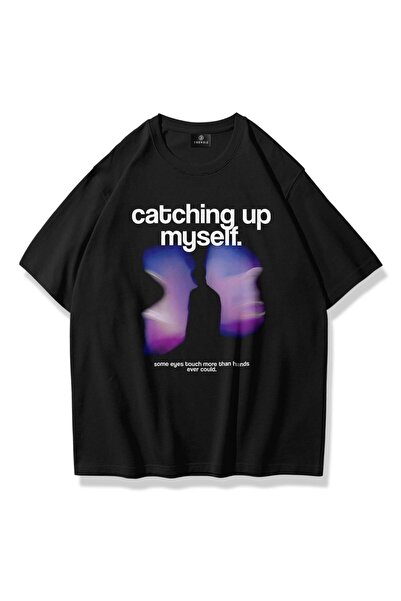 FECCY Υπερμεγέθες Ουνισέξ Μπλουζάκι  "Catching Up Myself " Μαύρο