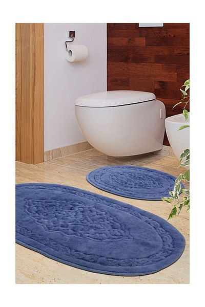 Alanur Home Alanur Damaks Οβάλ Βαμβακερό Σφουγγαρίστρα 2 Συσκευασιών Αντίκα Μπλε