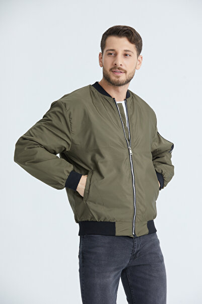 B.HE.Z Men's Saisonal Collar Jacket - Waterproof, Quilted Lined, Khaki