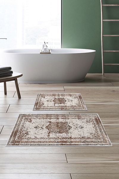 Alanur Home Alanur Trend Non-Slip Base Digital Bathroom Set Kt467 Brown