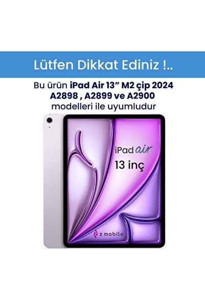 ZMOBILE iPad Air 13 inç M2 2024 Uyumlu Kılıf Kapaklı Standlı Arkası Sert Transparan Uyku Modlu