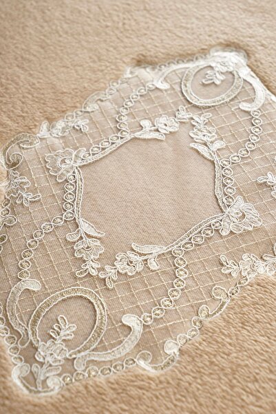 Alanur Home Σετ τουαλέτας Mary Taç Welsoft με απλικέτες μπάνιου 2 τεμαχίων Cappuccino