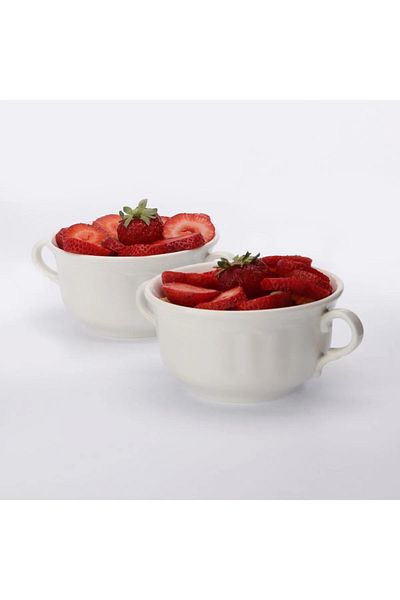 Güral Porselen 4 PCS 11 Cm Porcelain Double Handle Soup Container