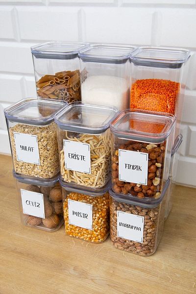 DNS HOME 12-Piece Vacuum Lid Pulses Set 1200-900 ml Storage Container with Pulses Label Food Jar Mica Set