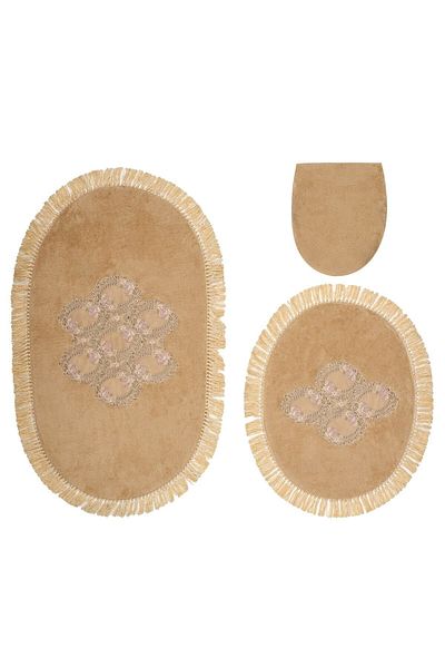 Alanur Home Acacia Welsoft Lacy 3-Piece Bathroom Toilet Set Cappuccino