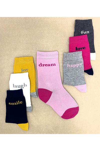 s.Oliver Girl's Slogan Organic Socks "Set of 7"