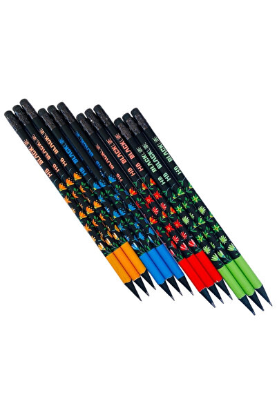 ÖZ OFİS ADEL BLACKLINE KURŞUN KALEM SETİ SİLGİLİ FLOWERS 12'Lİ