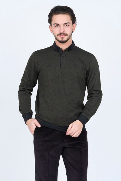 Raymons Men's Patterned Polo Neck Knitwear Sweat 6782254 Khaki