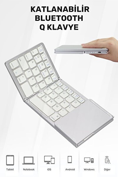 CONOCER Katlanabilir Bluetooth Klavye Ultra Ince, Şarj Edilebilir, Touchpadli, Kablosuz