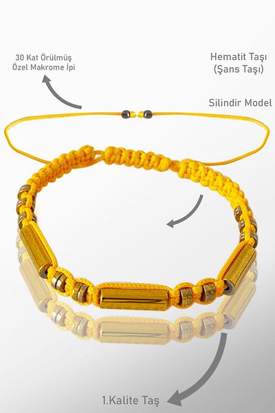Tesbih Atölyesi Real Gold Hematite Stone Bracelet - Certified and Adjusted