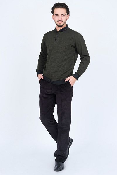 Raymons Men's Patterned Polo Neck Knitwear Sweat 6782254 Khaki