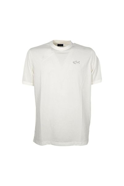 PAUL&SHARK Men's Brand Logo Short Sleeve Round Collar Ecru T-Shirt24411095-010