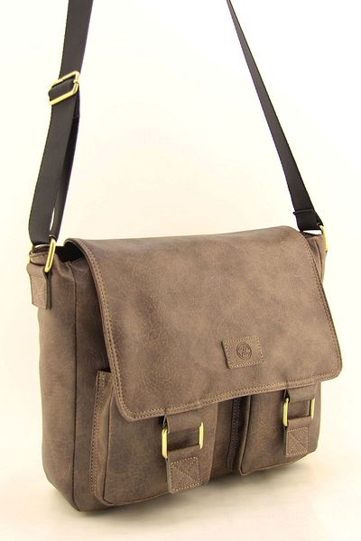 HNB Unisex Brown Leather - Postman Business and School Briefcase Laptop Bag (With Handbag Gift)