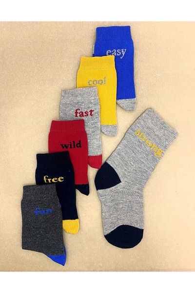 s.Oliver Organic Children's Socks with Slogans "Set of 7"