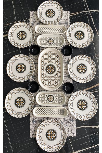 VENÜS HOME DECORATION Liva Model 17 Piece Breakfast Set for 8 People