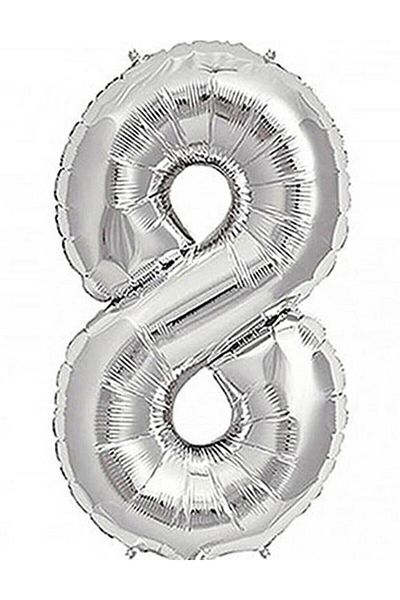Görkem Toptan Number Foil Balloon 8 Silver 100 Cm (rps)