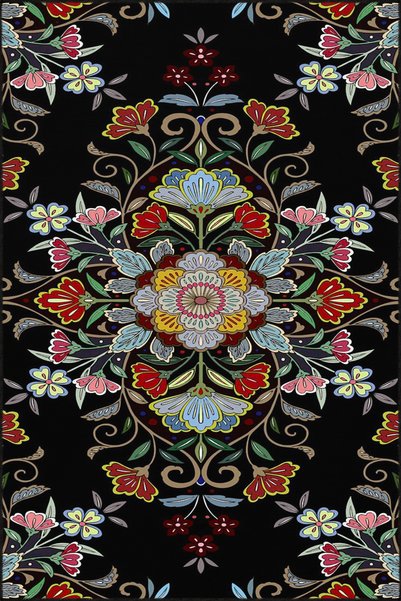 Rugs Modern Halı سجادة قاعدة منسوجة منقوشة بالزهور السوداء الحديثة وسجادة قاب...