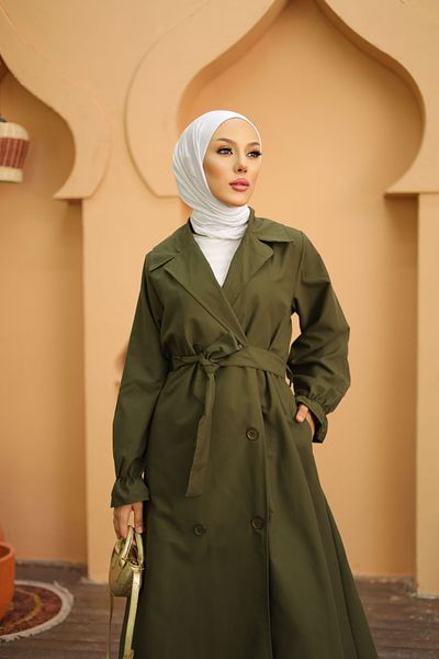 SHİROSA Khaki Colored Women's Trench Coat - Buttoned Design