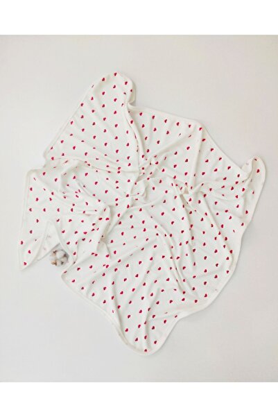 OMY Red Heart Organic Baby Blanket - 100% Cotton, 85X90 cm Single Layer Baby Carrier and Swaddle