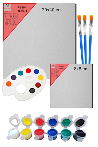 O&S Oyun ve Sanat Eğlen-Üret Resim Başlangıç Seti, 2 Tuval, Akrilik Boya, 3 F...