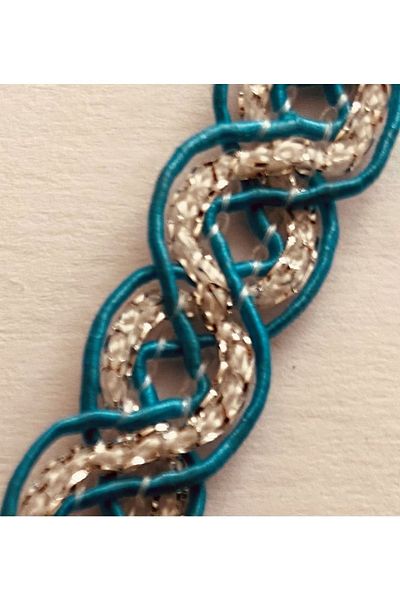 Öztürk Seam Sealer Decorative Ribbon Silver Glitter. 13mmx5meter. Petrol Blue.