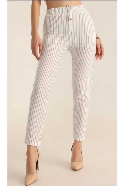 Freeista White Trousers with Elastics and Laces