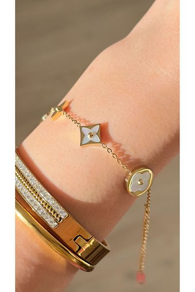 Opia JEWELRY - سوار رمزي من الفولاذ بيرليسسينت [15+5 سم]