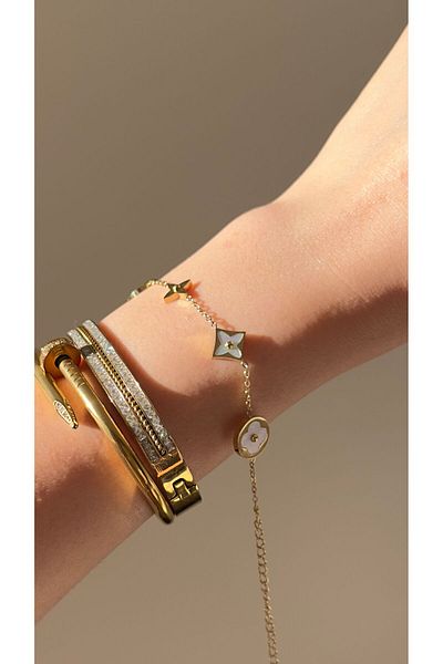 Opia JEWELRY - سوار رمزي من الفولاذ بيرليسسينت [15+5 سم]