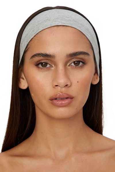 Salvia Dione Gray Melange Yoga Hair Band for Women and Men - Thin Design, Elastic Bandana