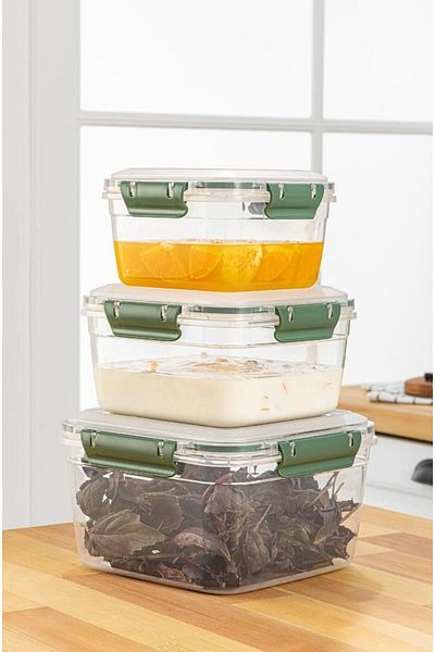 simplicity Green Tidy 3-Piece Leak Proof Storage Container Set
