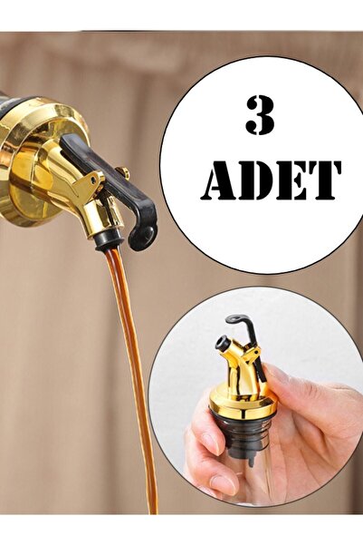 Genel Markalar Gold Damlatmaz Yağlık Yağdanlık Tıpası Kapaklı Şişe Ucu Servis Aparatı 3 lü