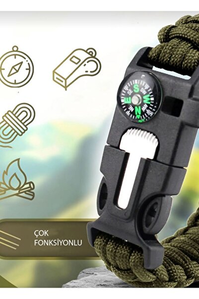 OZCMAX Hayatta Kalma Bilekliği Çok Amaçlı Paracord Bileklik Dağcı Kampçı Bileklik (A7)