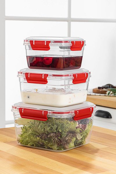 simplicity Red 3-Piece Tidy Leak Proof Storage Set