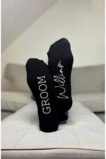 lafazan Kişiye Özel isimli Damat Çorabı Groom Çorap Düğün Aksesuarı