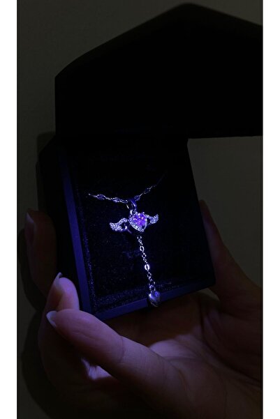 Çelik Melek Kanatlı Kolye - Özel Işıklı Kutu ile Harika Hediye