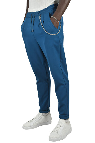 DeepSEA Petrol Blue Double Leg Sports Trousers - Elastic Waist, Pleat Detail ...