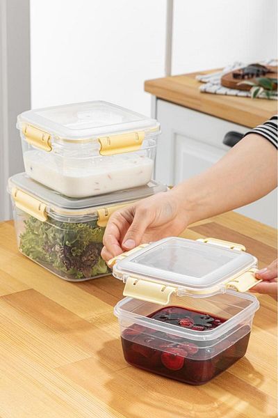 simplicity Yellow 3-Piece Tidy Leak Proof Storage Container Set