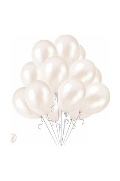 DÜVENCİ TİCARET Metallic White Balloon 10 Pieces M126