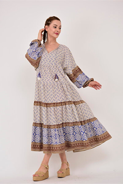 ZTO فستان نسائي أصلي منقوش بأكمام بالون