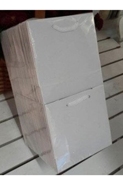 eğlencemarketi 11x11 Cm Ipli Karton Çanta 50 Adet Beyaz