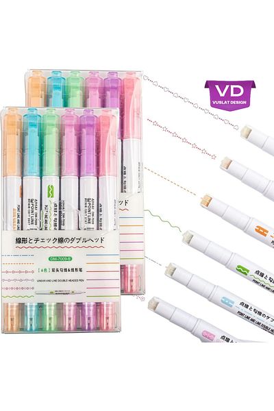 Vuslat Design 6-Piece Shaped Fineliner and Patterned Cylinder Pen Set