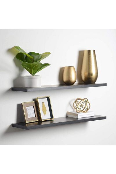 Modern home 2-Pcs Floating Wall Shelves 100×15 cm Black