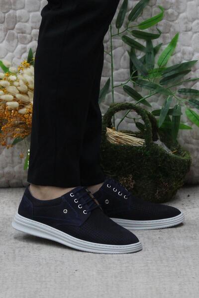 Mehmet Mete 1120 Модель Синій Нубък Натуральна Шкіра Чоловіче Взуття